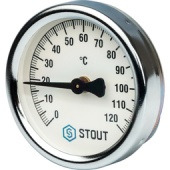 Термометр бим.10 бар Ду63 0-120◦С накладной с пружиной STOUT