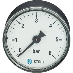 Манометр 1/4" 6 бар Ду 63 заднее подключение STOUT