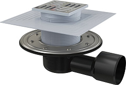 Трап 105/50/70 гориз. с нерж решеткой, фланцем и гидрозатвор сухой и мокрый ALCAPLAST 