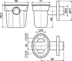 Воронка с сифоном для сбора конденсата, AKS1 ALCAPLAST 