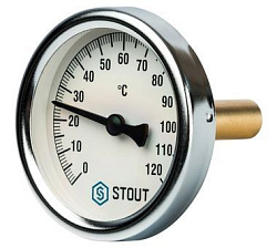 Термометр бим. 1/2" 10 бар Ду63 120С с погр. гильз 50мм STOUT