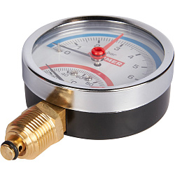 Термоманометр 1/2" 6 бар Ду80 120С нижнее подключение с запорным клапаном ROMMER