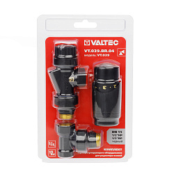 Комплект для радиаторов 1/2" осевой с термоголовкой М30х1,5 RAL 9005 черный    