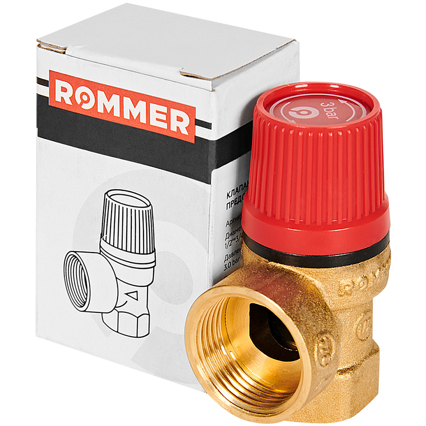 Клапан предохр 1/2x3/4 3 бар для отопления   ROMMER