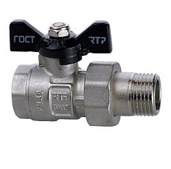 Кран шаровый 1/2" НГ ручка бабочка PN40 ГОСТ РТП 