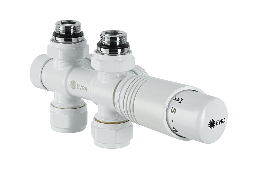 Узел термостатический Delta Link угловой/прямой Белый EVRA