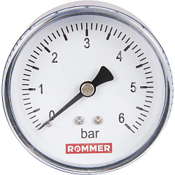 Манометр 1/4" 6 бар Ду 63 заднее подключение ROMMER
