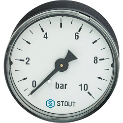 Манометр 1/4" 10 бар Ду 50 заднее подключение STOUT