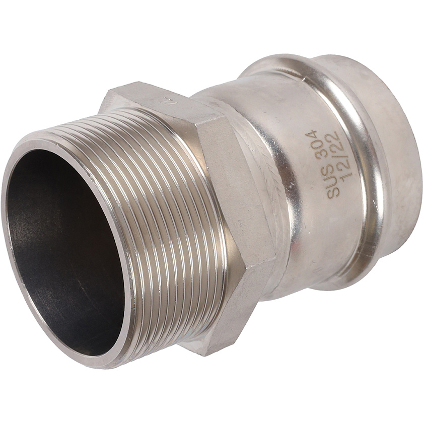 Переходник 22х3/4 ВПр-НР из нержавеющей стали прессовой Rommer 