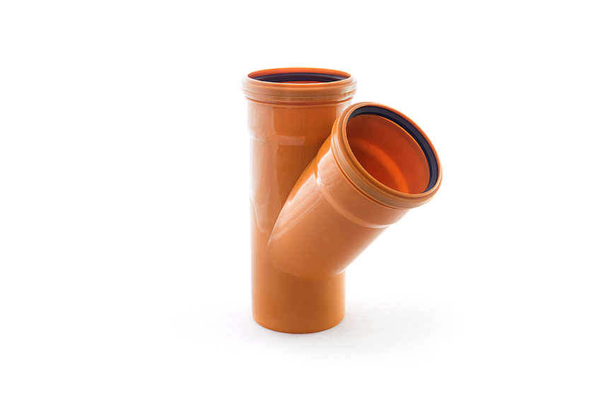 Тройник канализационный 110/110/45 оранжевый РТП 11677