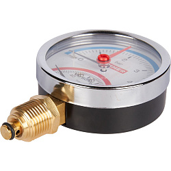 Термоманометр 1/2" 4 бар Ду80 120С нижнее подключение с запорным клапаном ROMMER