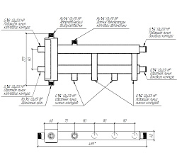 Коллектор балансировочный BMSS-40-3D 40кВт, подкл.котла G 3/4″3 вых, кроншт K.UMS Gidruss