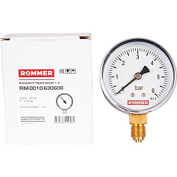 Манометр 1/4" 6 бар Ду 63 нижнее подключение ROMMER