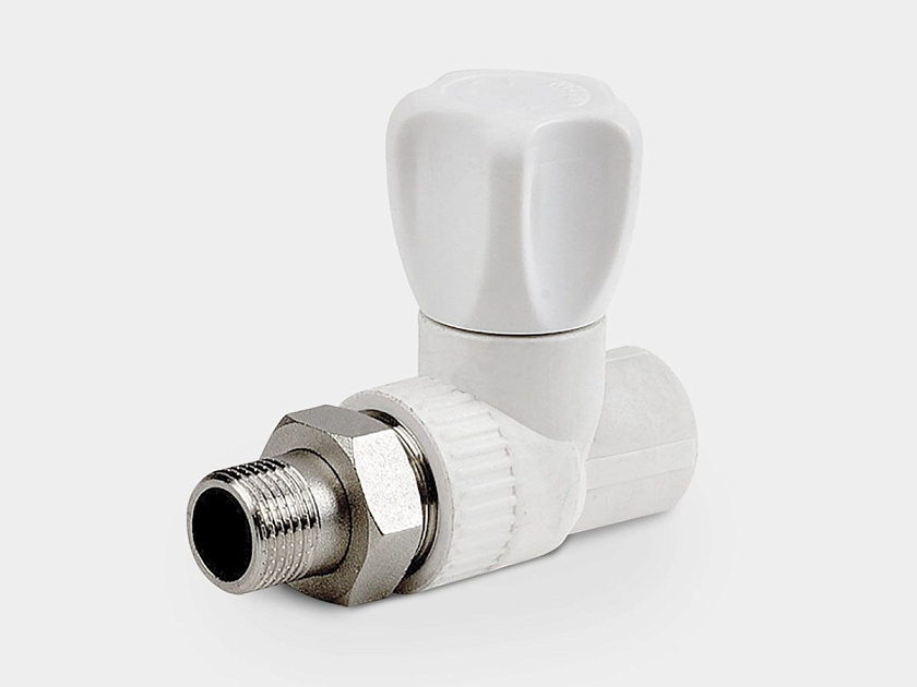 Кран радиаторный прямой 25*3/4 НР ППР белый Контур