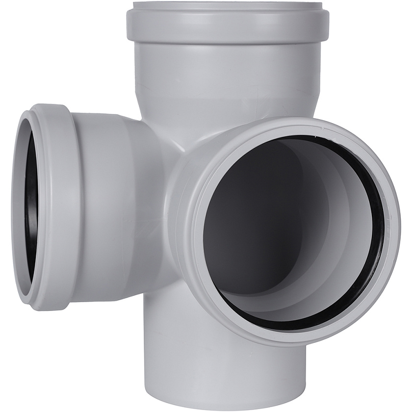 Крестовина 110х110х110/87,5° двухплоскостная канализационная бесшумная STOUT  