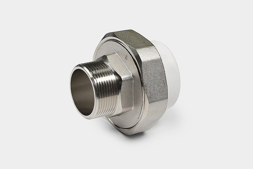 Резьбовое соединение НР 63х2 усил. ППР белый Контур