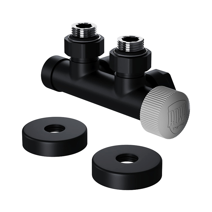 Узел нижнего подключения радиаторов 1/2" угловой ЧерныйDesign Pro М30х1,5 Royal Thermo