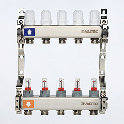 Коллекторная группа 1"х11 выходов из нержавеющей стали, с расходомерами, без сервисных групп, евроконус 3/4"
