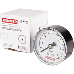 Манометр 1/4" 6 бар Ду 50 заднее подключение ROMMER