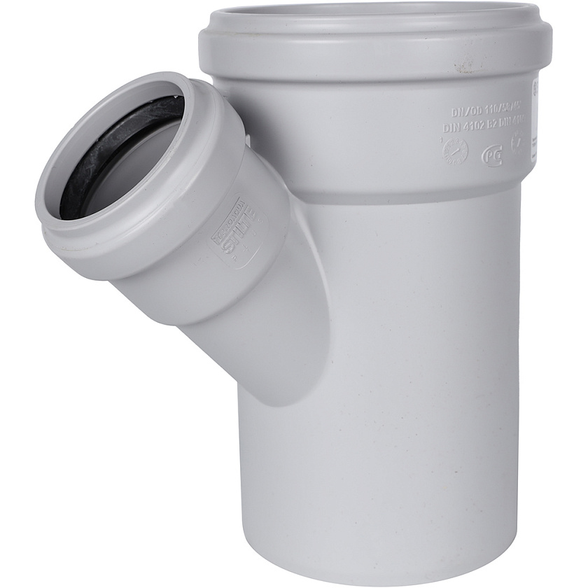 Тройник 110x58/45° канализационный бесшумный STOUT  