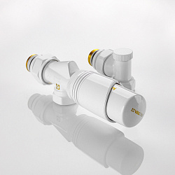 Комплект для радиаторов 1/2" осевой с термоголовкой М30х1,5 RAL 9005 белый