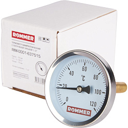 Термометр бим. 1/2"  Ду63 120С с погружной гильзой 75мм ROMMER
