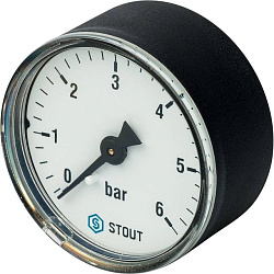 Манометр 1/4" 6 бар Ду 50 заднее подключение STOUT