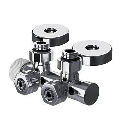 Узел нижнего подключения радиаторов 1/2" угловой Хром Design Pro М30х1,5 Royal Thermo