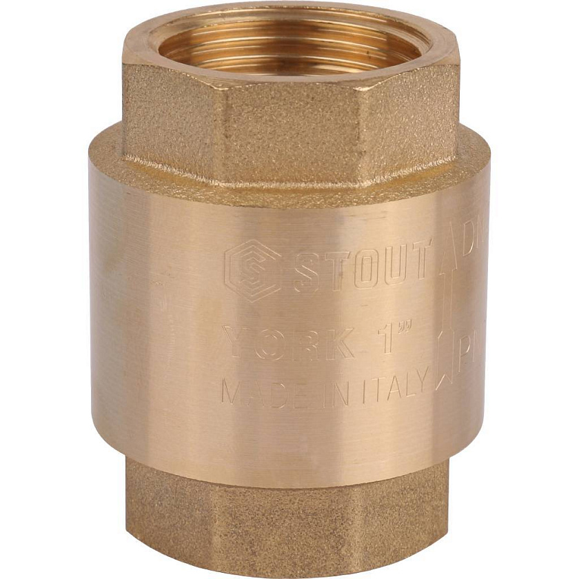 Клапан 1" обратный пружинный муфтовый с пластиковым седлом Stout 