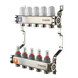 Коллекторная группа 1"х7 выходов из нержавеющей стали, с расходомерами, без сервисных групп, евроконус 3/4"