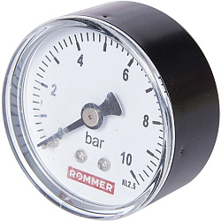 Манометр 1/4" 10 бар Ду 50 заднее подключение ROMMER