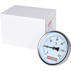 Термометр бим. 1/2"  Ду80 120С с погружной гильзой 50мм ROMMER