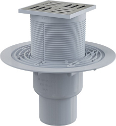 Трап 105/105/50 вертик с нерж решеткой дизайн и гидрозатвором мокрым ALCAPLAST  