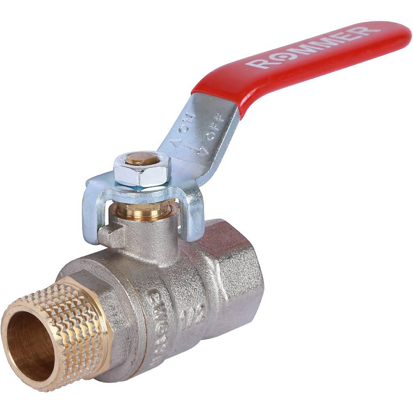 Кран шаровый 1/2" в/н, ручка рычаг, ROMMER