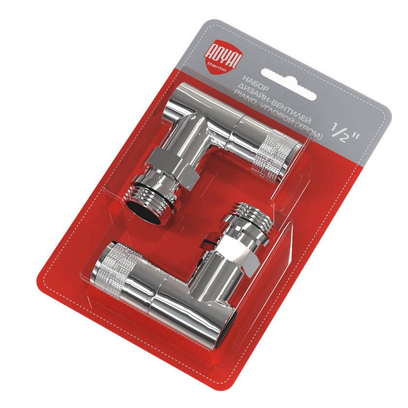 Комплект для радиаторов 1/2" угловой хром  PIANO RTE 50.028  Royal Thermo 