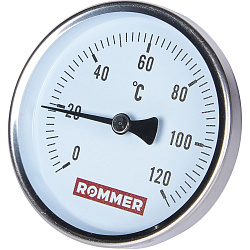 Термометр бим. 1/2"  Ду80 120С с погружной гильзой 50мм ROMMER