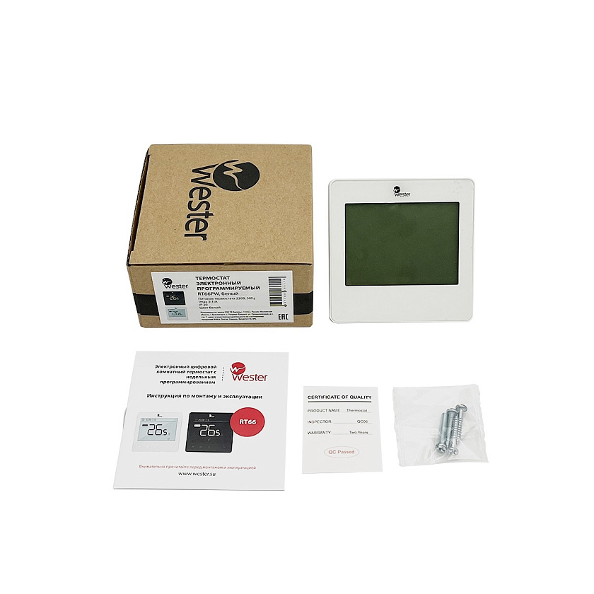 Термостат комнатный RT66PW (белый) сенсорный с ЖК дисплеем Wester