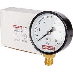 Манометр 1/2" 10 бар Ду 100 нижнее подключение ROMMER