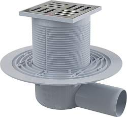 Трап 105/105/50 гориз с нерж решеткой дизайн и гидрозатвором мокрым ALCAPLAST  