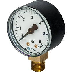 Манометр 1/4" 6 бар Ду 50 нижнее подключение STOUT