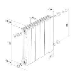 Радиатор биметаллический PIANOFORTE 500/4 секции черный ROYAL THERMO
