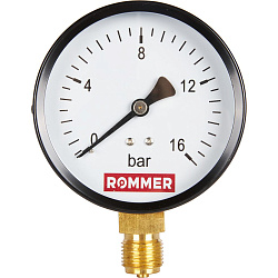 Манометр 1/2" 16 бар Ду 100 нижнее подключение ROMMER