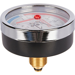 Термоманометр 1/2" 4 бар Ду80 120С заднее подключение с запорным клапаном ROMMER