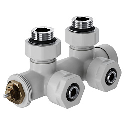 Узел нижнего подключения радиаторов 1/2" угловой Белый Design Pro М30х1,5 Royal Thermo