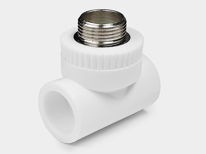 Тройник 32х3/4" НР ППР белый Контур