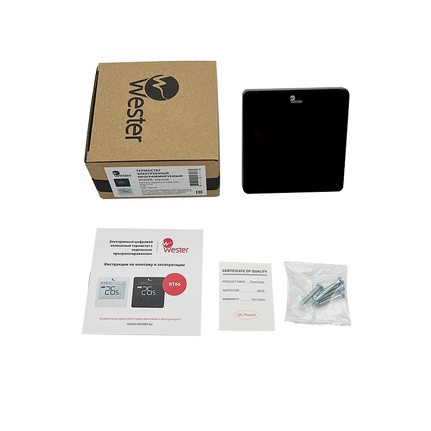 Термостат комнатный RT66PB (черный) сенсорный с ЖК дисплеем Wester