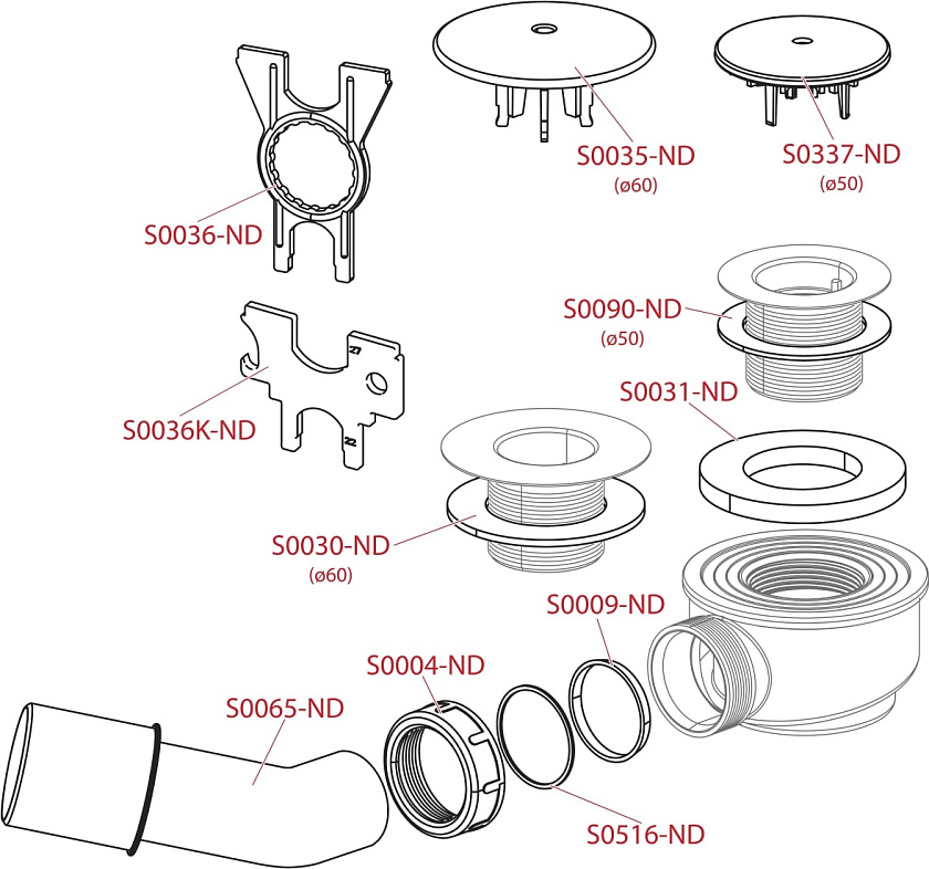 Сифон для душ поддона (слив), хром пластик D-60 ALCAPLAST 