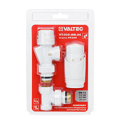 Комплект для радиаторов 1/2" осевой с термоголовкой М30х1,5 RAL 9005 белый