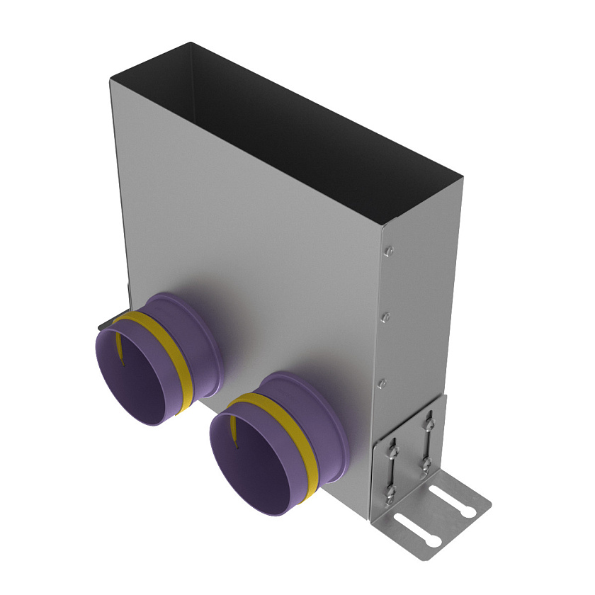 Адаптер (пленум) VPU 300x90/90x2 угловой прямоугольный на 2 выхода Provent