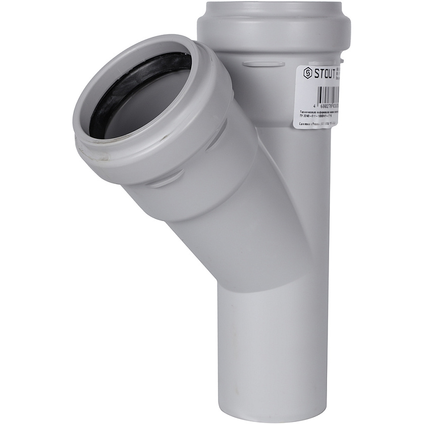 Тройник 58x58/45° канализационный бесшумный STOUT 